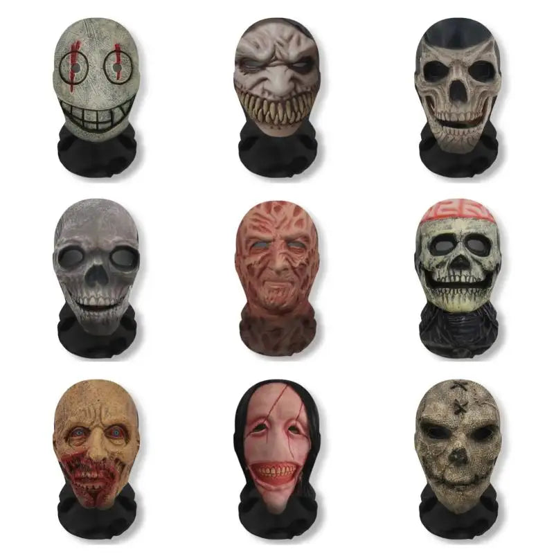 Halloween Ghost Face 3D Printed Full Face Mask Skull Costume Prop with Mesh Stretch Fit