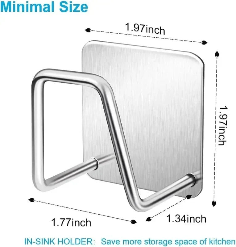 Stainless Steel Sink Sponge Holder with Adhesive Kitchen Organizer