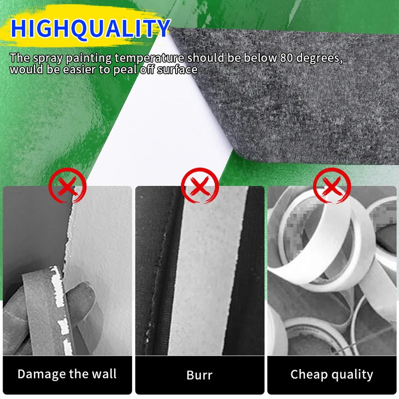 Black Masking Tape - Crepe Paper, Single-Sided Adhesive for Painting, Car Detailing & Crafts