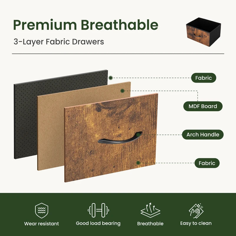 Mobile File Cabinet with 2 Fabric Drawers and Open Shelf — Rolling Printer Stand with Side Storage