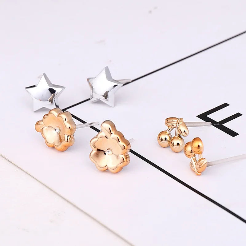 18Pairs Gold Silver Enamel Pearl Flower Heart Stud Earrings Set for Women Jewelry Gift