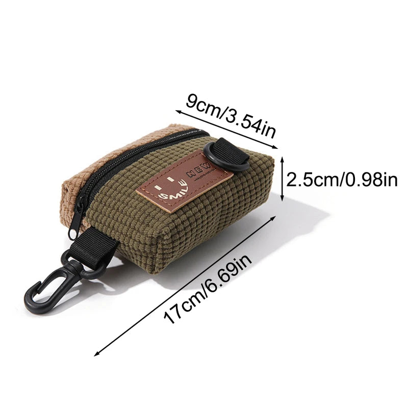 Mini Corduroy Key & Earbud Pouch with Clip - Small Storage Bag for Keys, Coins, AirPods