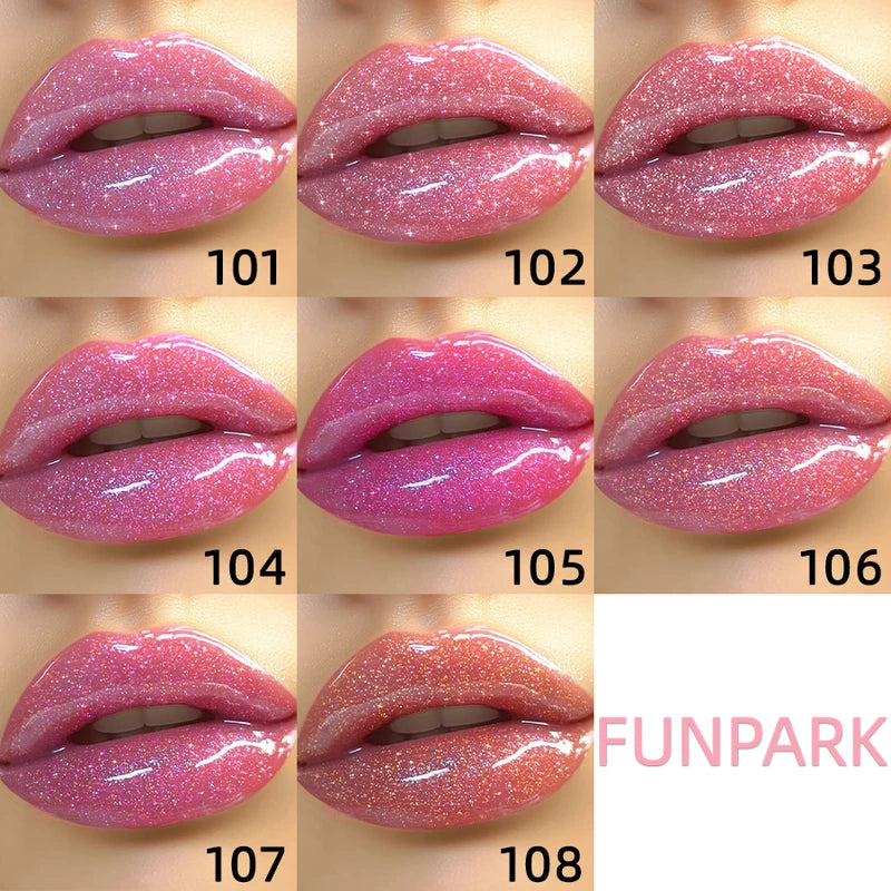 Moisturizing Lip Gloss with Glitter and Shimmer - Long Lasting Lip Oil for Care & Plumping - Multiple Colors