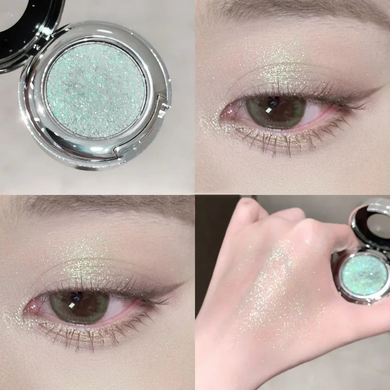 Monochrome Eyeshadow Palette with Glitter & Pearlescent Shimmer - Long Lasting Brighten Makeup