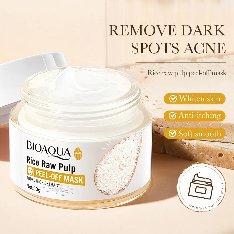 White Rice Peeling Mask for Blackhead Removal & Acne - Moisturizing Facial Peel-off