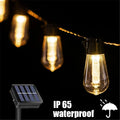 Outdoor Solar String Lights LED IP65 Waterproof Edison Bulb for Garden & Party