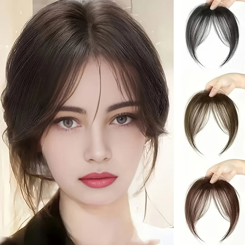 Synthetic Hair Piece with Clip-On Bangs for Women, Fluffy & Natural-Looking Styling Accessories