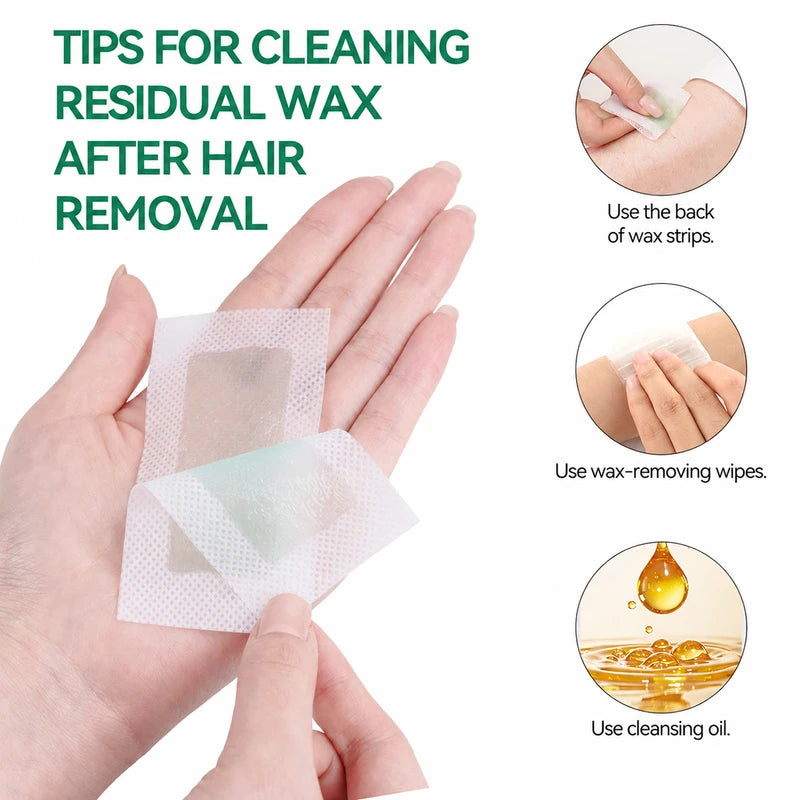 15Pcs Aloe Scent Disposable Hair Removal Wax Strips for Face & Body