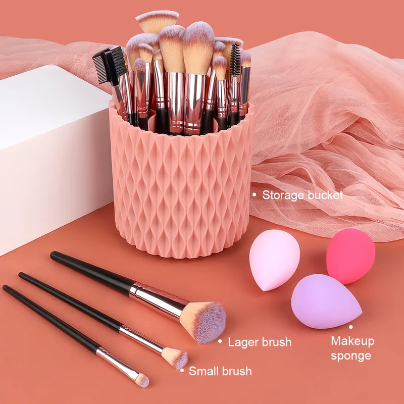 Makeup Brushes Set with Sponges and Puffs - Eye Shadow, Foundation, Blush, Highlighter, Concealer Tools