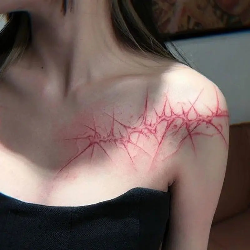 Temporary Tattoo Stickers for Halloween Cosplay Punk Faux Tattoos for Women & Men