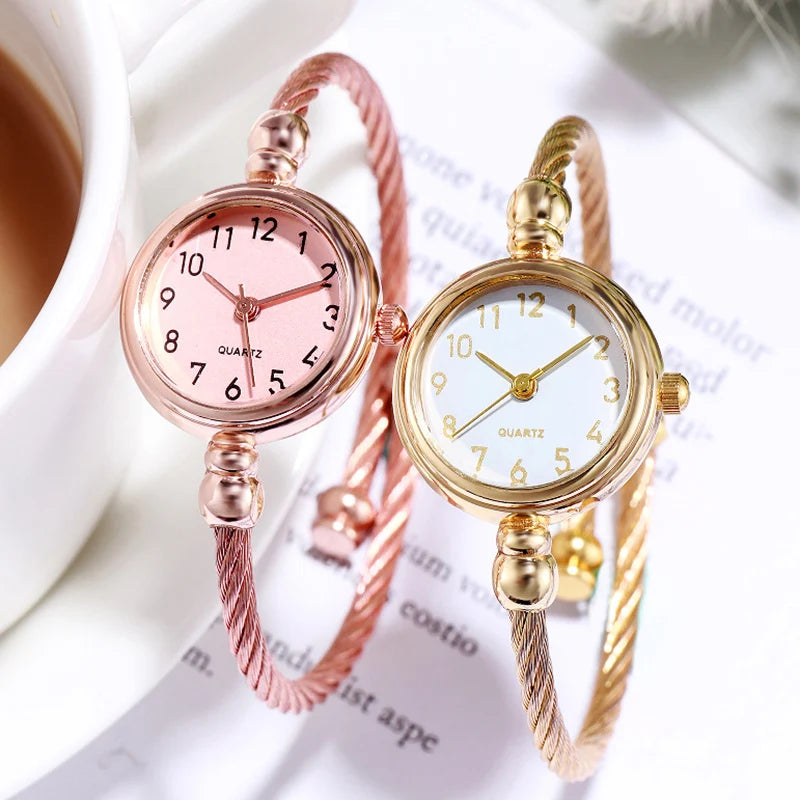 Elegant Women’s Gold Bracelet Watch with Small Dial and Quartz Movement