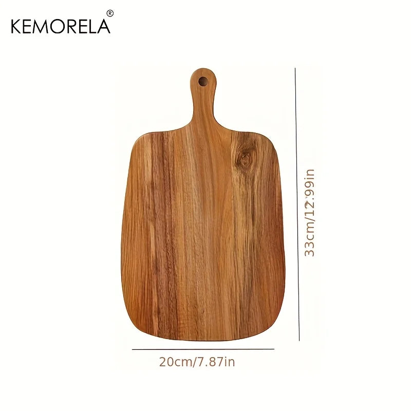 Wooden Cutting Board with Handle for Fish Cheese Bread Fruits Vegetables - Food-Safe Durable Kitchen Tool