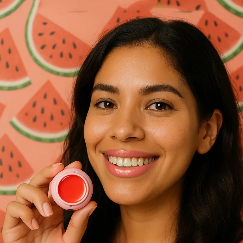 Vegan Tinted Lip Gloss with Brush - Portable Fruit Jam Lip Balm for Soft Lips