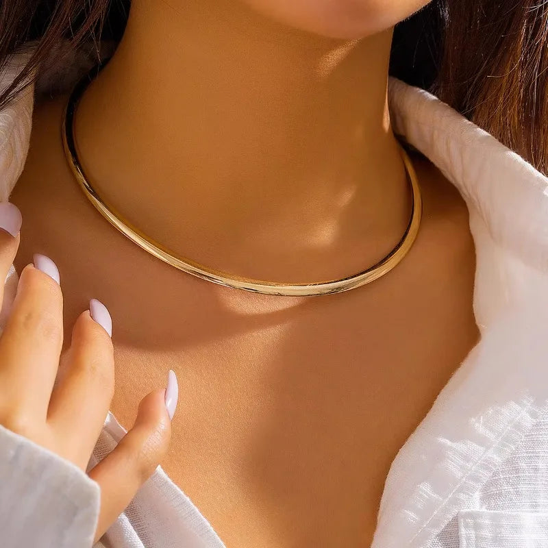 Fashionable 4mm Stainless Steel Collar Necklace Gold Silver Metal Chain Jewelry