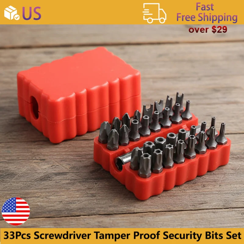 33-Piece Magnetic Screwdriver Bit Set with Torx, Hex, Tamper Proof Bits, and Holder