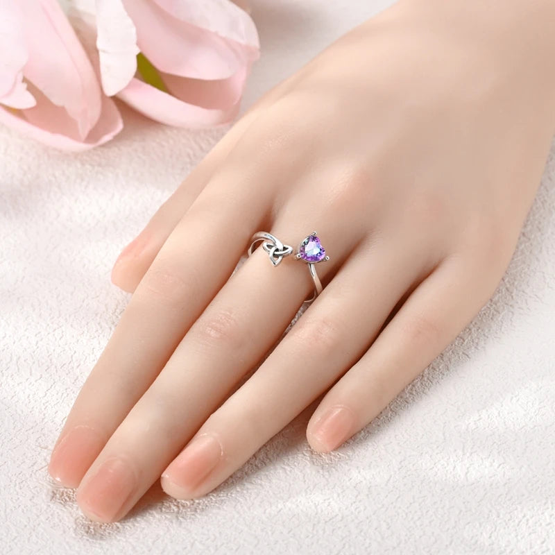 Sterling Silver Celtic Knot Love Open Rings for Women Girls Jewelry