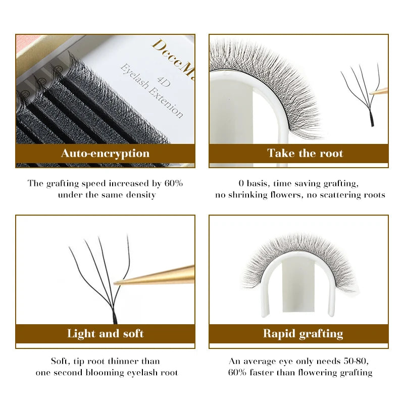 Eyelash Extension 5-Case Set - W Shaped 4D Lashes for Salon & Personal Use