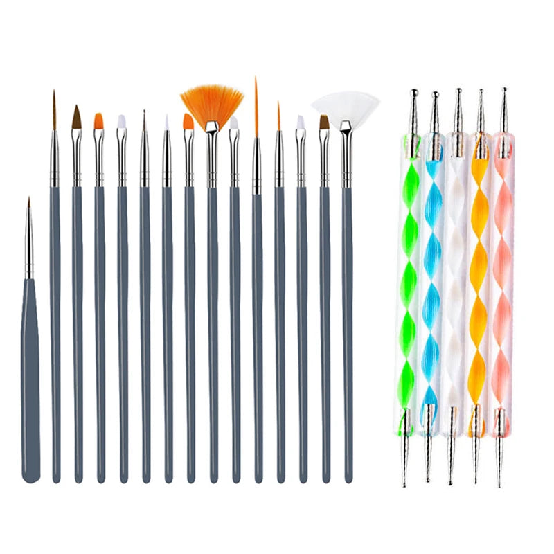 Nail Art Brushes Set Manicure Tools Liquid Powder Carving UV Gel Painting Pen