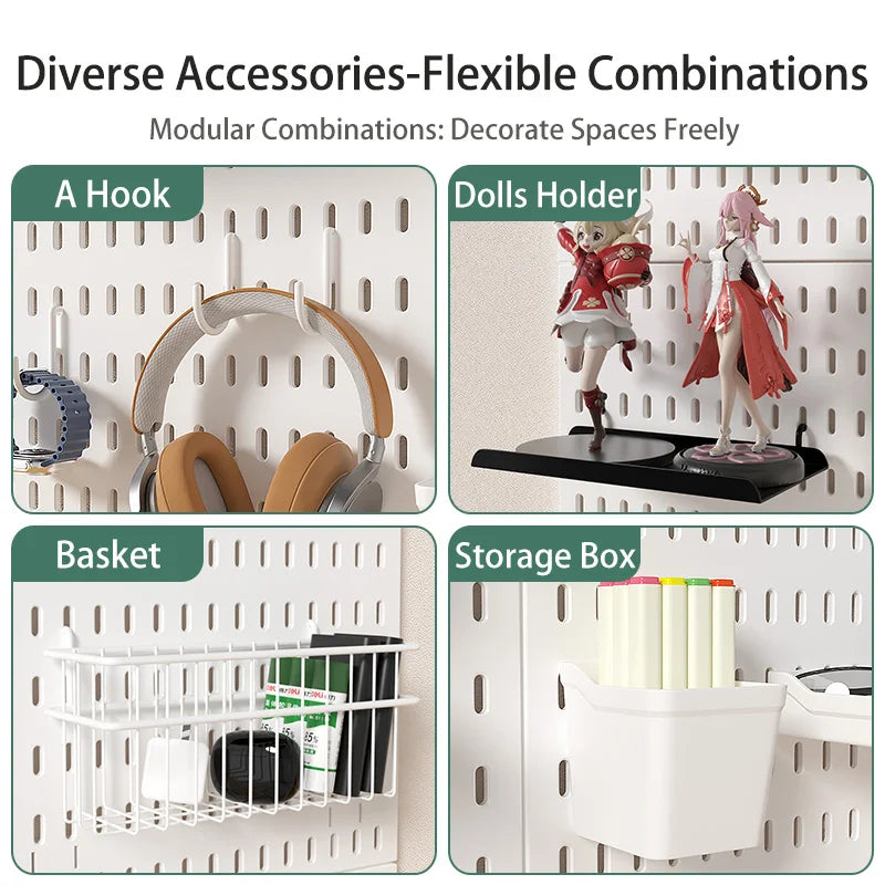 Drill-Free Pegboard Organizer for Desktop & Dorm Storage - Vertical Pegboard Clip-On