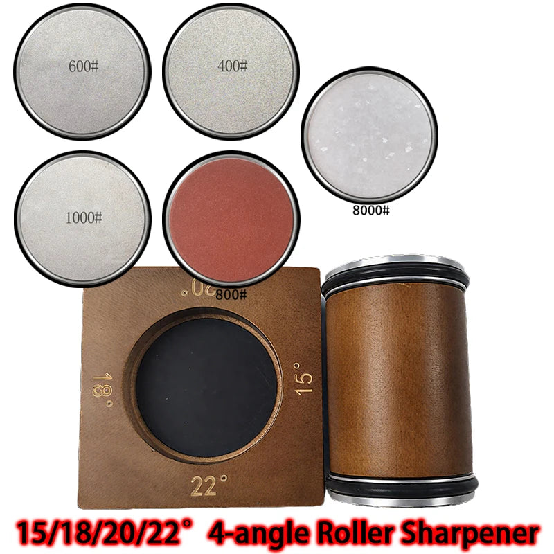 Precision Angle Knife Sharpener Kit with Diamond Whetstones - 4 Angles, Ergonomic Design