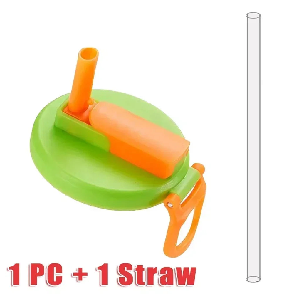 Can Lids With Straws Reusable Silicone Beverage Leak-Proof Soda