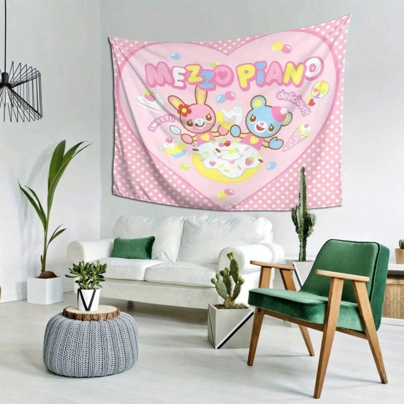 Kawaii Wall Hanging Tapestry - Pastel Decorative Wall Art for Bedroom & Nursery