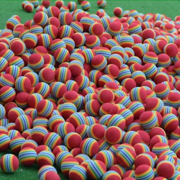 10pcs Foam Rainbow Stripe Golf Practice Balls 38mm Indoor Swing Aids