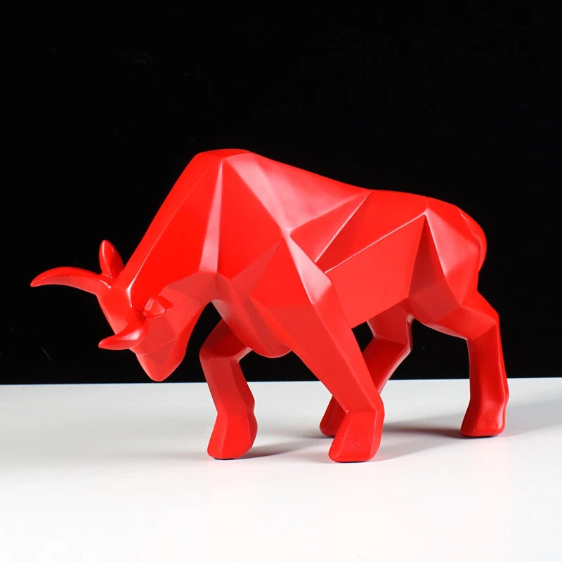 Abstract Bull Sculpture Geometric Ox Home Decor Office Wall Art Animal Ornament