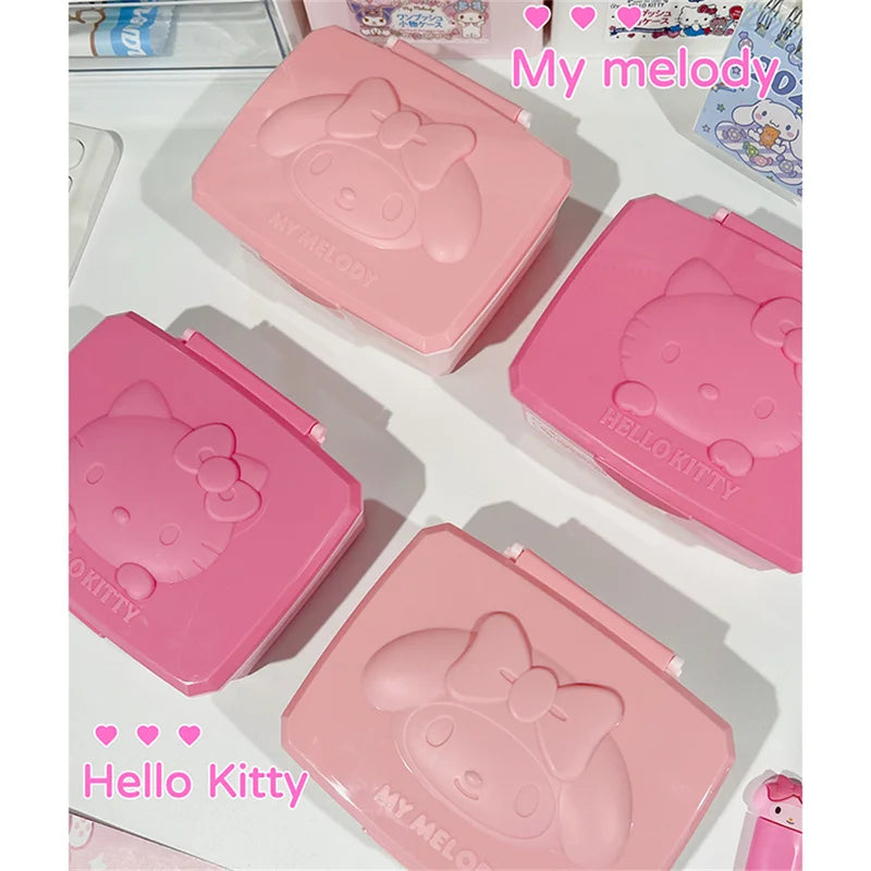 Cartoon Cotton Pad Organizer Storage Box for Cosmetics and Stationery