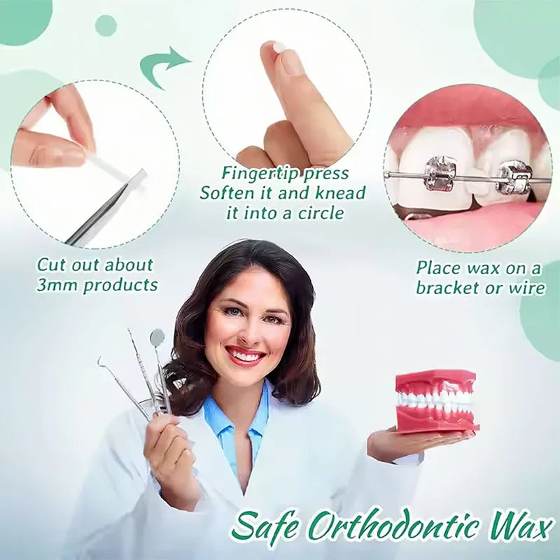 Orthodontic Wax Strips with Fruit Flavors for Braces Relief - 10 Pack