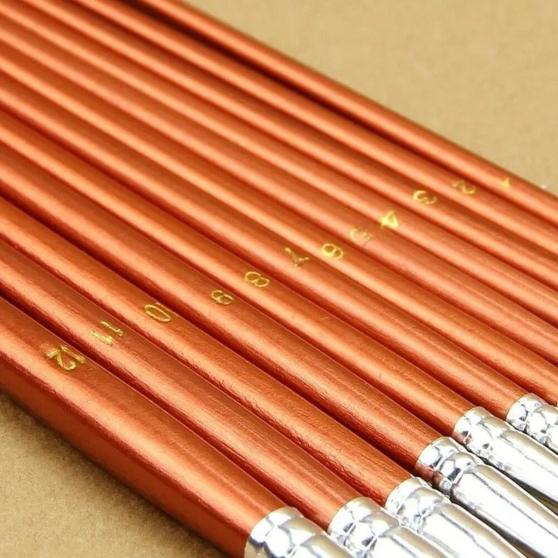 12-Piece Watercolor and Acrylic Paint Brushes Set for Artists - Fine Red Pearl Wood Handles
