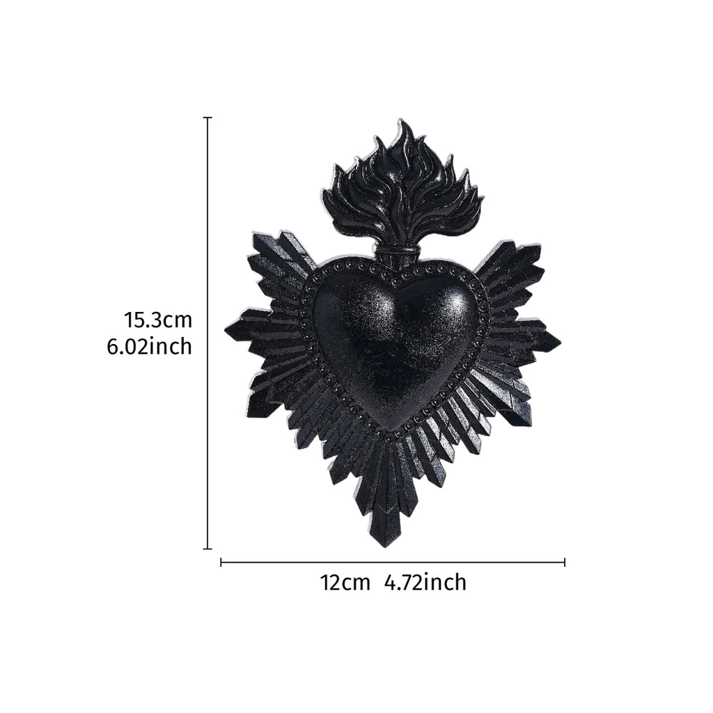 Resin Flame & Heart-Shaped Wall Hanging Decor - Handcrafted Art for Home