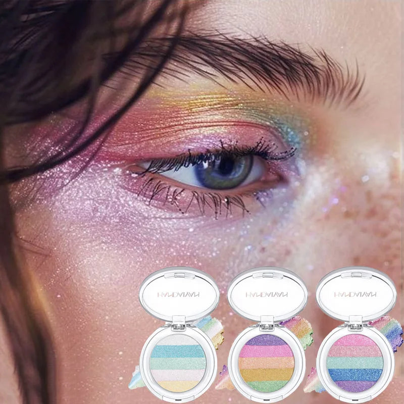 Glitter Eyeshadow Palette 3-in-1 Brightening Body & Face Highlighter Set - Multiple Colors