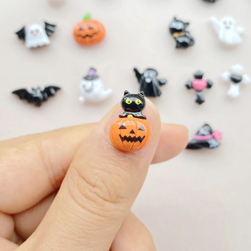 20Pcs Cute Cartoon Halloween Nail Art Charms Resin Decorations for DIY Crafts
