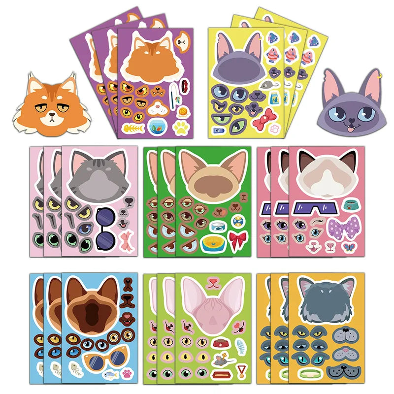 8PCS Cat Puzzle Collage Kit - Interactive DIY Cartoon Cat Art Set