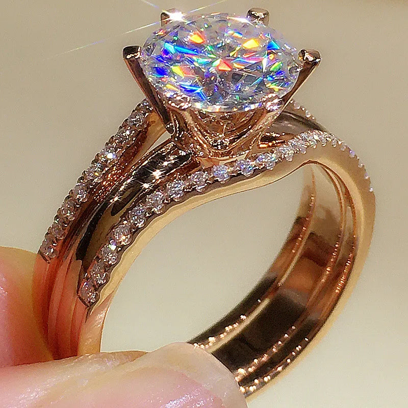 Elegant Rose Gold Rings for Women - Cubic Zirconia Engagement & Wedding Bands