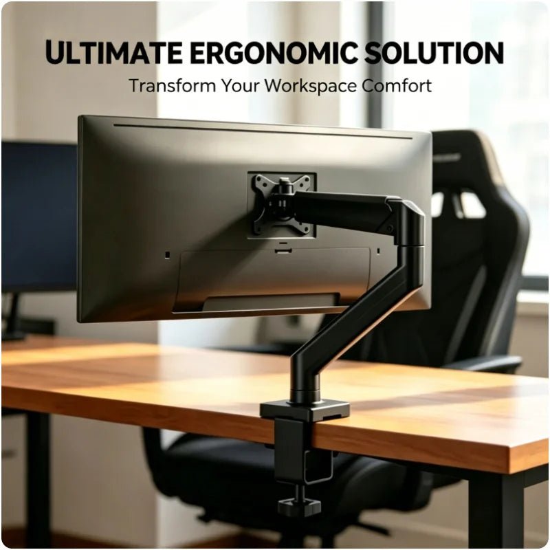 Adjustable Monitor Arm Desk Mount for 14-32 Inch Screens, Clamp & Grommet Base