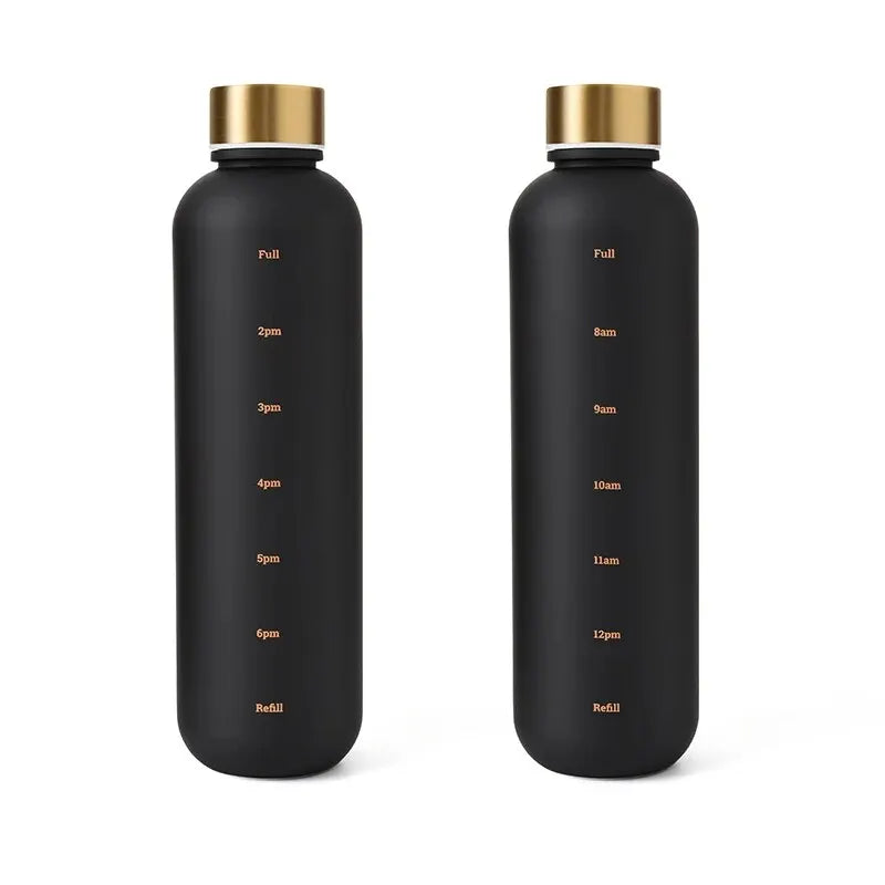 1L Reusable Water Bottle with Time Marker Leakproof BPA-Free Sports Travel
