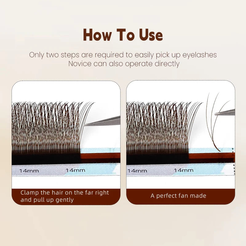 False Eyelash Extensions 0.10mm Volume Fans Handmade Natural Look