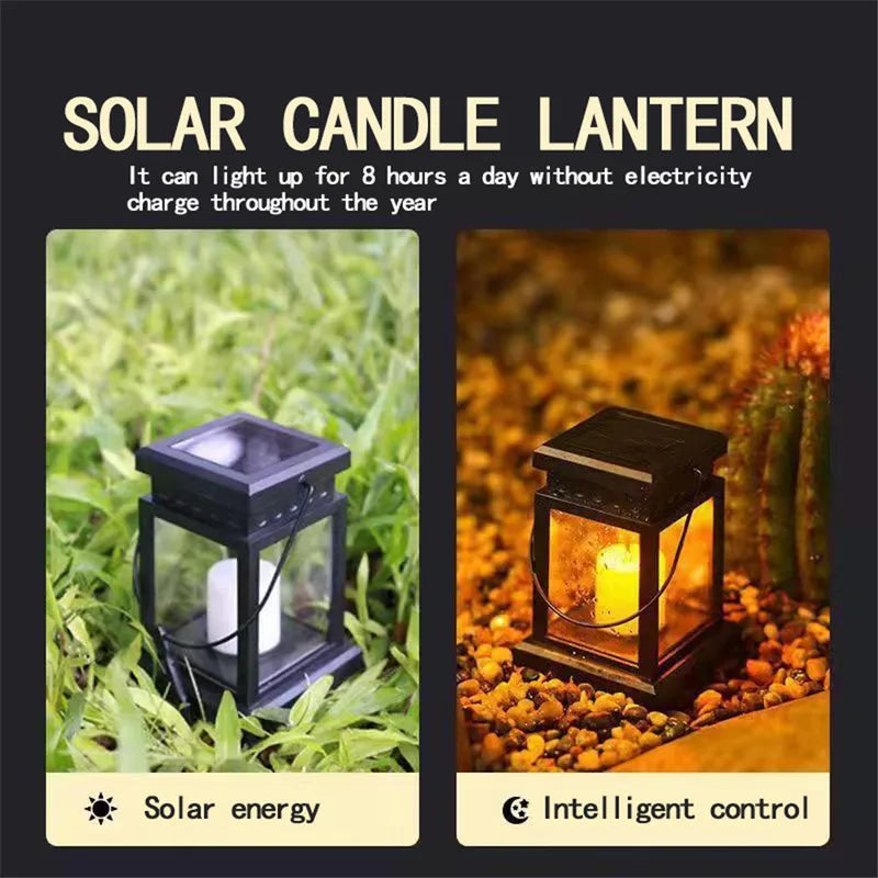 Outdoor Solar Lantern with Candle Effect - Waterproof Garden Path Lights