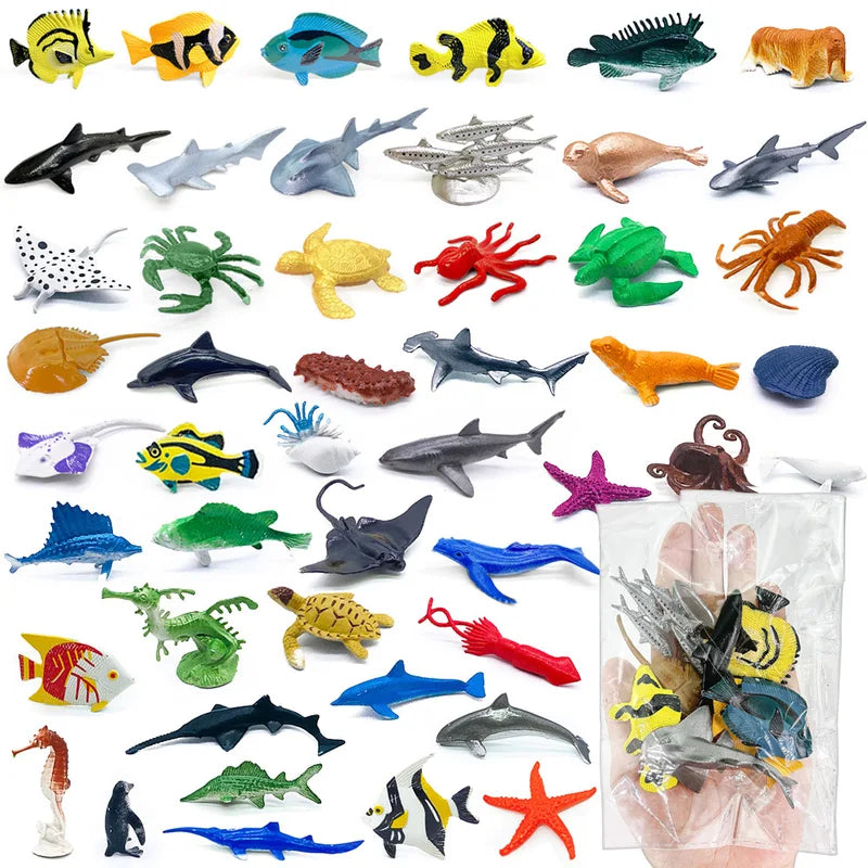56-Piece Underwater Marine Animal Model Set - Mini Coral, Octopus, Crab, Lobster