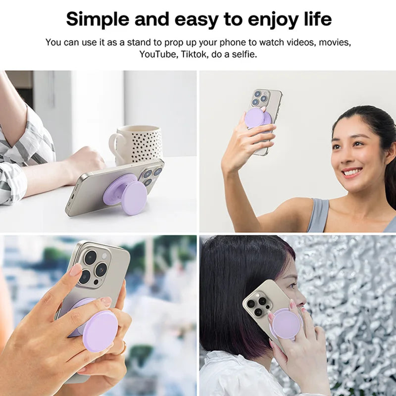 Universal Magnetic Phone Grip Holder with Silicone Finger Stand for iPhone & Smartphones