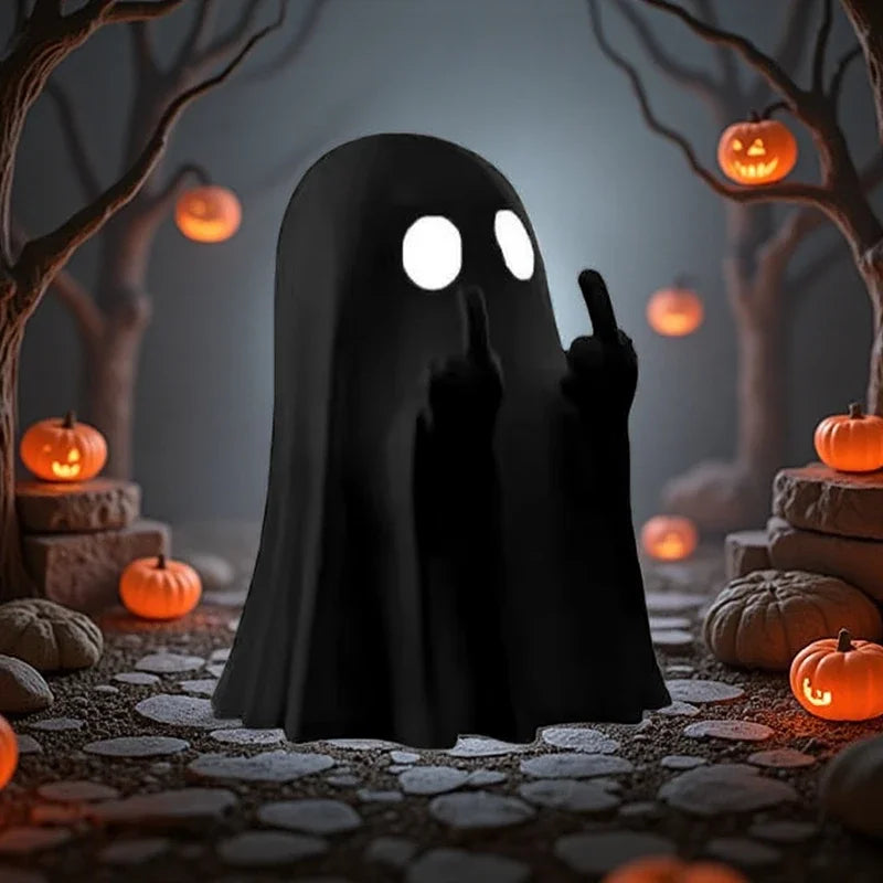 Funny Halloween Ghost Statue with Middle Finger Ornament - Small Home Decor