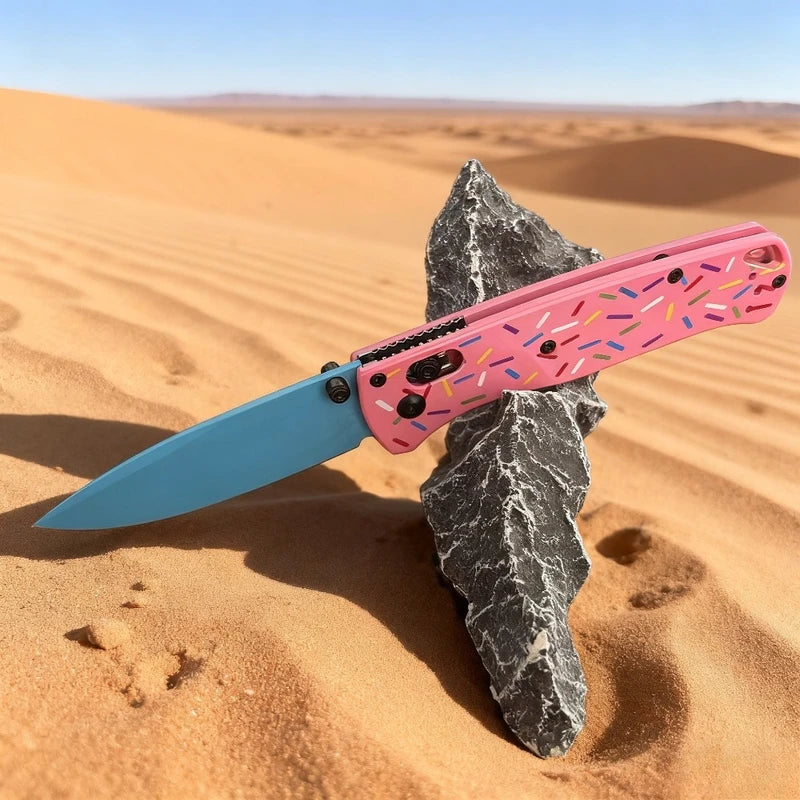 Donut Handle Folding Knife - Stainless Steel Blade Outdoor Gift for Men