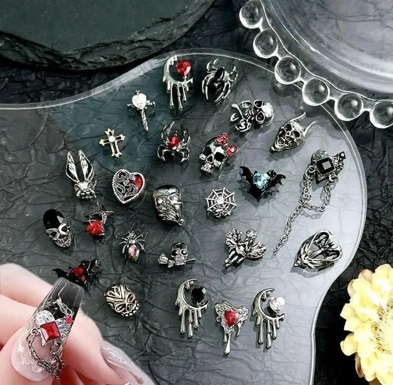 Dark Style Alloy Nail Art Charms Mixed Designs for DIY Manicure