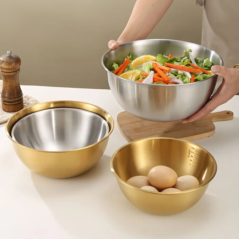 Stainless Steel Mixing Bowls Set - Large Salad & Dough Bowls for Kitchen
