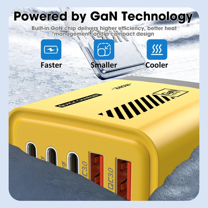 240W GaN Travel Charger 5-in-1 USB-C Fast Charging Adapter for Phones