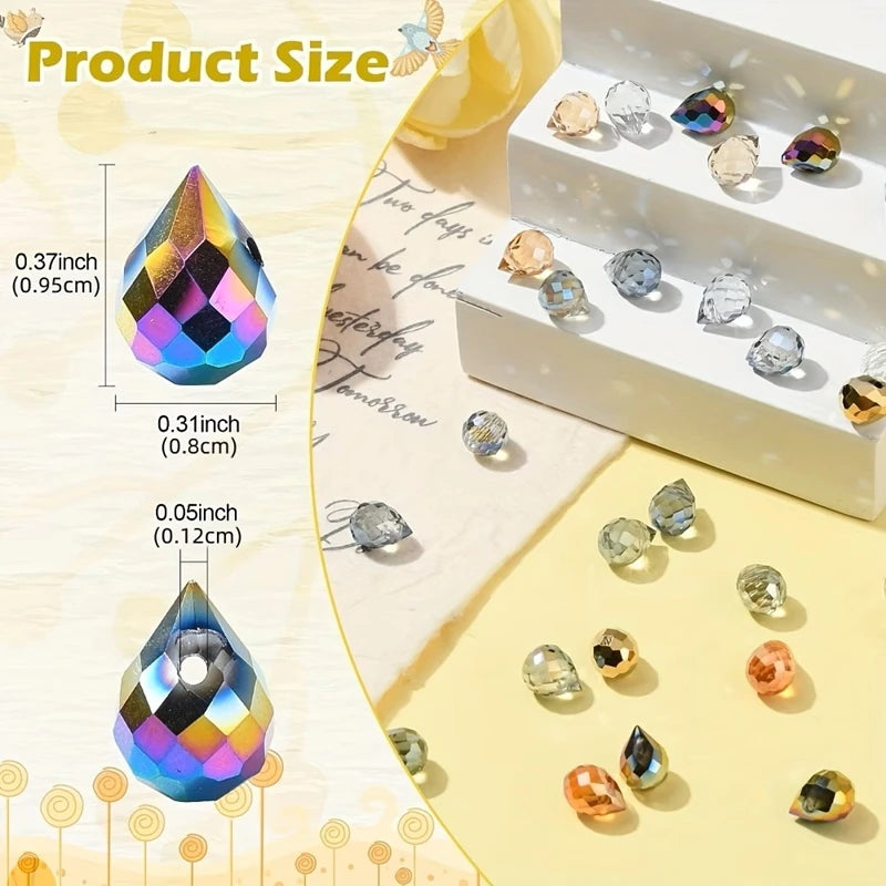 Colorful Czech Crystal Waterdrop Beads - Faceted DIY Jewelry Making Supplies