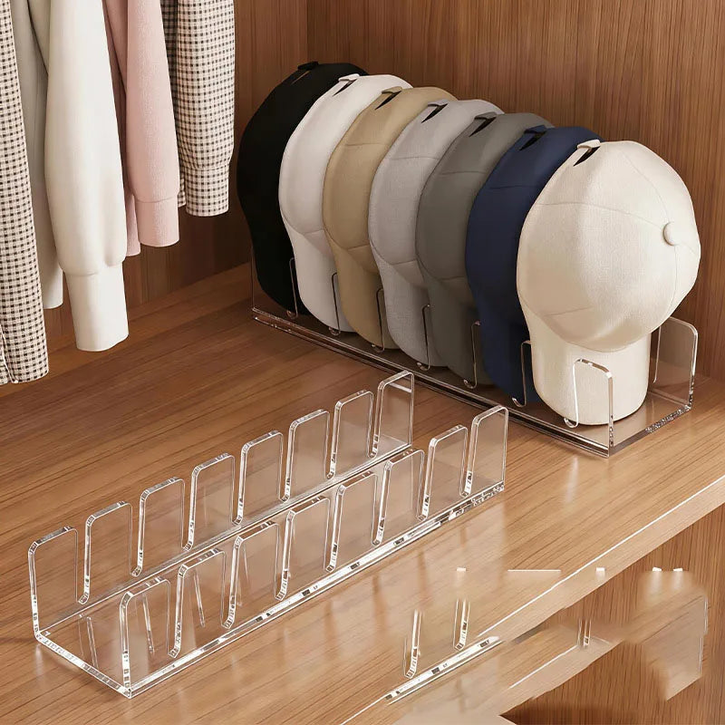 Acrylic Cap Storage Rack with Slots - Baseball Cap Display Stand Organizer