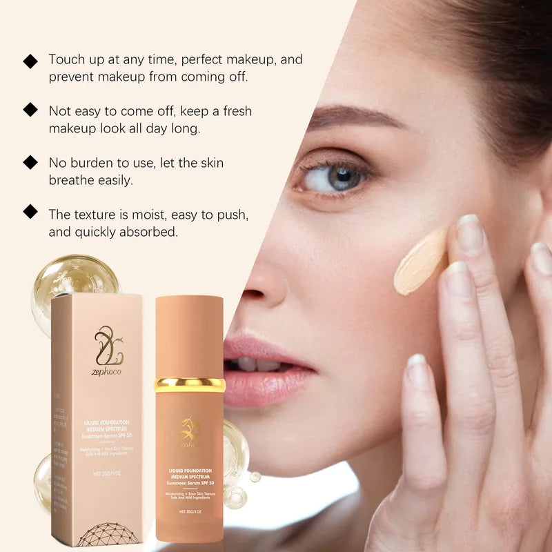 4-in-1 Hydrating Liquid Foundation SPF 50 Waterproof Matte Makeup Base